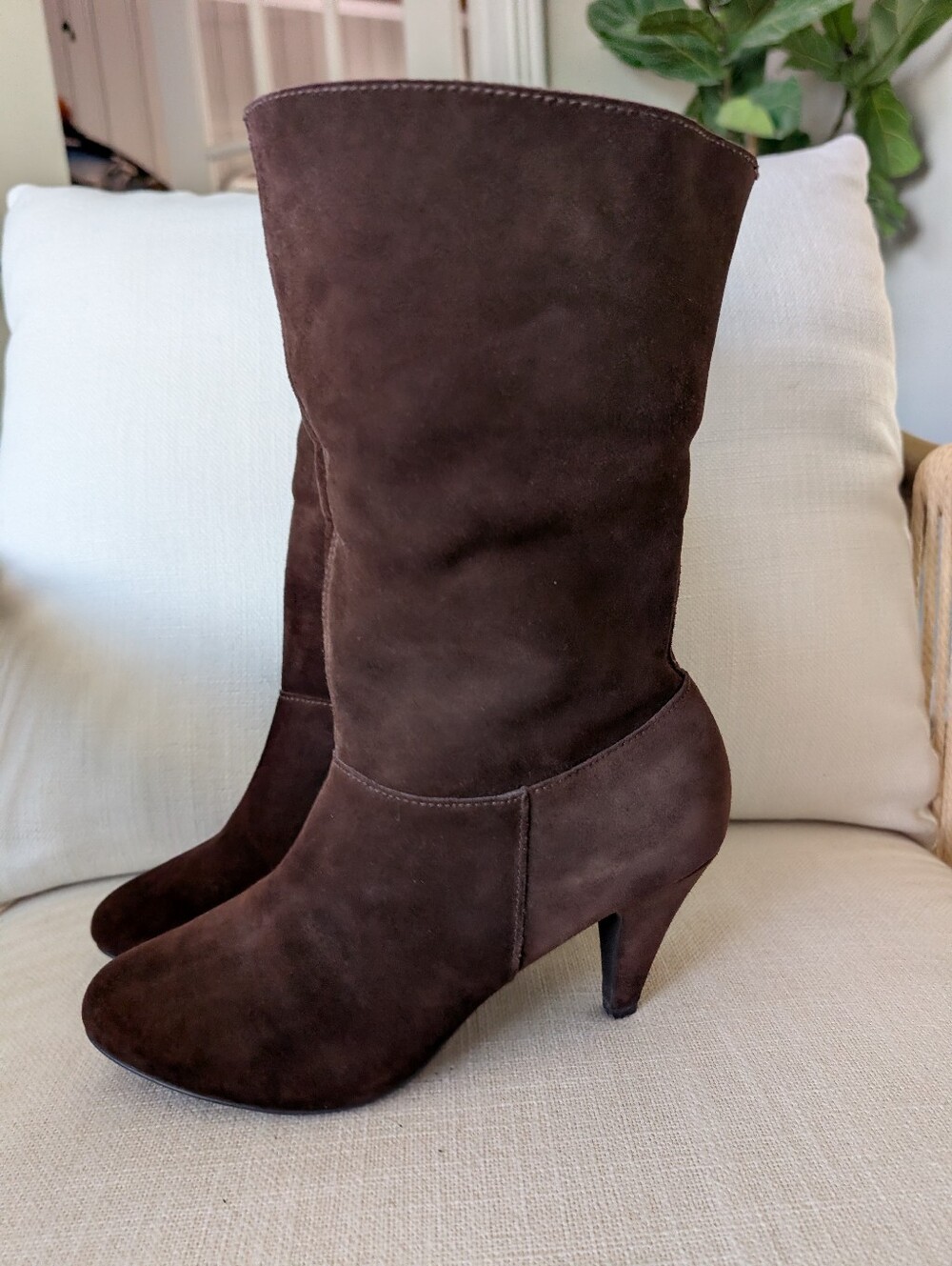 Steve Madden Foldable Women's Brown Softb Suede Mid-Calf Heeled Boots 9